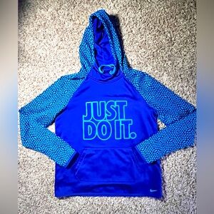 Nike Therma Fit-Just Do It-Athletic Pullover Hoodie Sweatshirt Blue/teal Medium